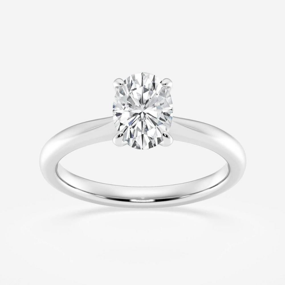 1 ctw Oval Lab Grown Diamond Petite Solitaire Engagement Ring